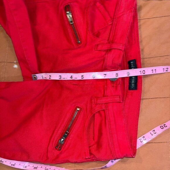 Rock & Republic Womens Red Skinny Jeans With Zipper Pockets Size 4 - Picture 7 of 12